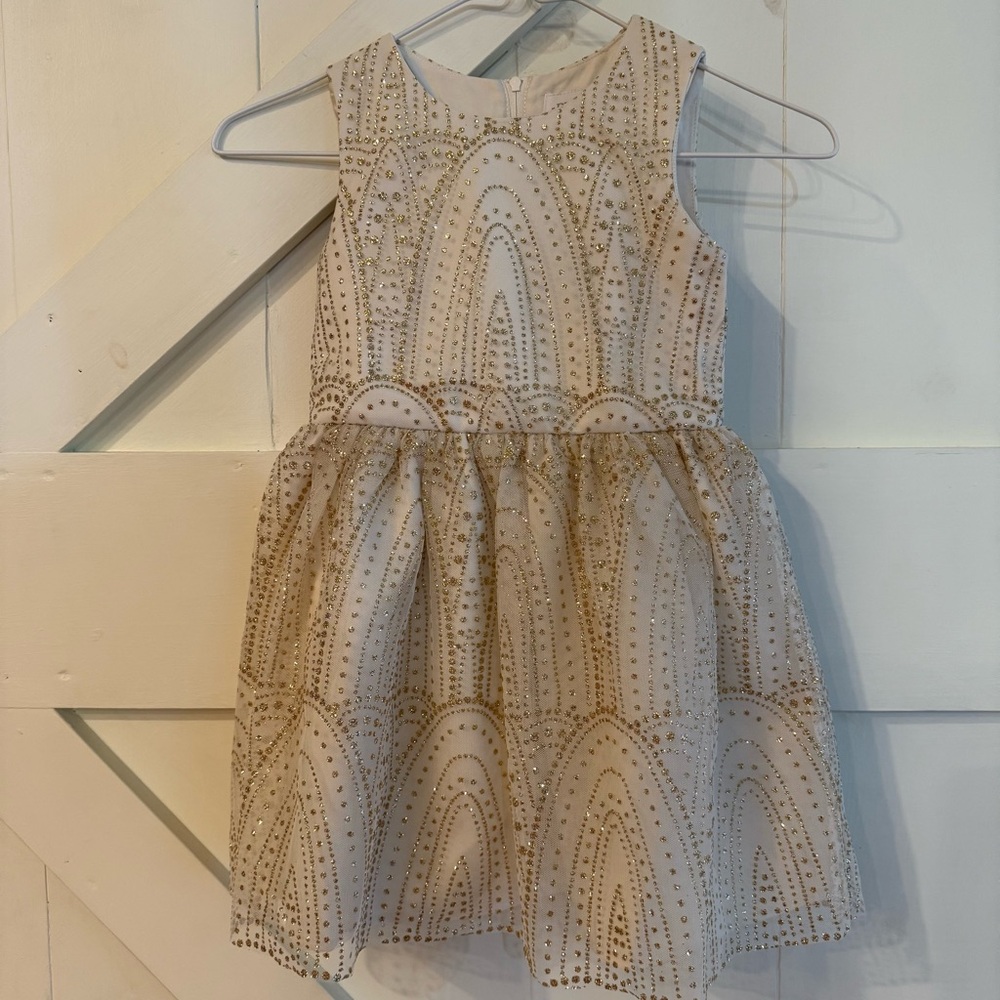 Children’s Place Cream and Gold Sleeveless‎ Lined Dress Size 5 Brand New!!